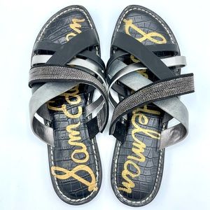 Sam Edelman Glennia Slide Sandal 7.5 Black Silver